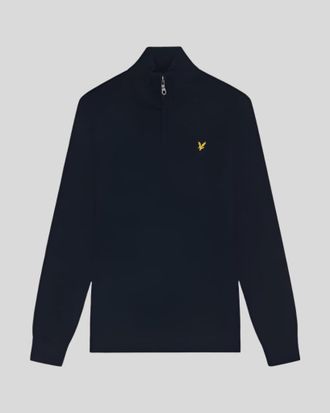 Lyle & Scott Mens Cotton Merino 1/4 Zip Jumper - Navy - Size X-Large