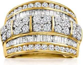 Ross-Simons Round and Baguette Diamond Multi-Row Ring in 14kt Yellow Gold