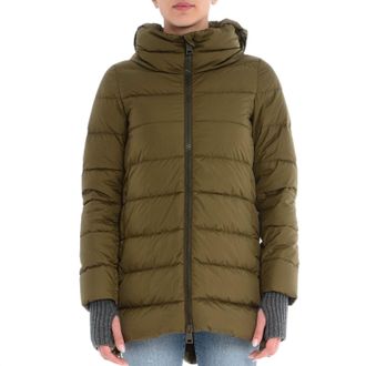 Herno Womens Hooded Down Jacket In Military