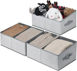 OEM Caja De Almacenamiento Plegable - Cubo De Almacenamiento Abierto - 30x30x30 Cm - Gris Claro - Pack De 3