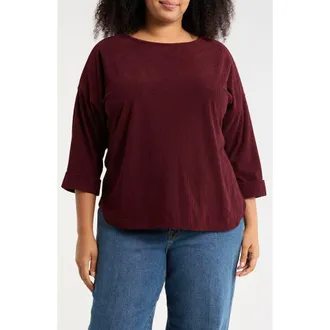 Max Studio Corduroy Knit Top in Wine at Nordstrom Rack, Size 1 X