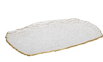 Classic Touch Glass Oblong Serving Tray with Gold Trim