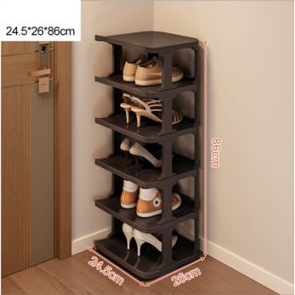 OEM Zapatero De 6 Niveles Para Ahorrar Espacio En El Pasillo Y El Dormitorio - Apilable Y Elegante En Color Negro -crezuo