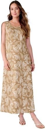 Jessica London Denim Maxi Dress in Soft Camel Sketch Paisley at Nordstrom, Size 30