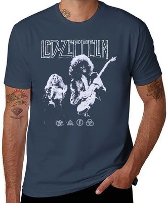 Generic Led Music Zeppelin Jimmy Guitarist Page & Robert Rock Plant Retro T-Shirt - Vintage Rock Band Members Tee for Men and Women Navy-Style XL