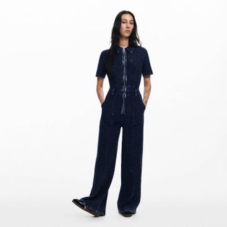 Desigual Washed-Effect Denim Jumpsuit In Blue