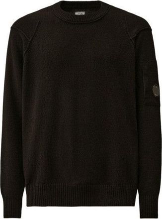 C.P. Company Crewneck Black Sweater With Contrast Stitching