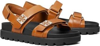 Tory Burch Mellow Sport Sandal in Cuoio /Perfect Black /Silver at Nordstrom, Size 10.5