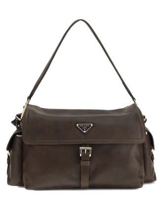 Prada Explore Large Vintage Look-Treated Leather Shoulder With Flap Bags