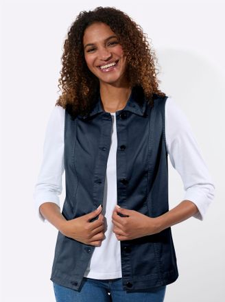 Casual Looks Kurzweste CASUAL LOOKS, Damen, Gr. 36, dunkelblau, 97% Baumwolle, 3% Elasthan, unifarben, Westen Kurzweste