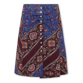 Paco Rabanne Rokken, Dames, Veelkleurig, 2Xs, Paisley Cirkel Korte Rok met Drukknopen