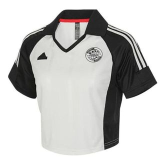 adidas (WMNS) adidas Colorblock Letter Fashion Polo Shirt Asia Sizing White Black JC8641