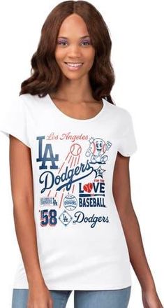 G-III 4Her by Carl Banks Womens G-III 4Her by Carl Banks White Los Angeles Dodgers Endzone Collage T-Shirt at Nordstrom, Size X-Large