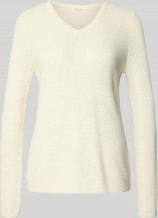 Christian Berg Strickpullover mit V-Ausschnitt in Offwhite, Größe XXL