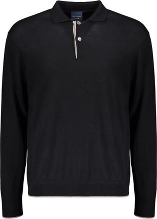 Paul & Shark Polo van Ribgebreid Scheerwol - Heren - Polos - Blauw - L - Wol - Tops