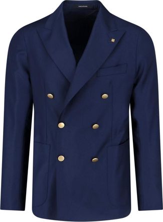 Tagliatore Navy Blue Double-Breasted Wool Blazer