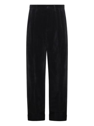 Valentino Navy Blue Velvet Pleated Trousers