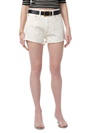 Citizens Of Humanity Marlow High Waist Raw Hem Cutoff Denim Shorts in Plaster Cream at Nordstrom, Size 23