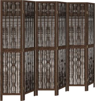 vidaXL Biombo Separador De 6 Paneles Madera Paulownia Marr&oacute;n Oscuro Vidaxl