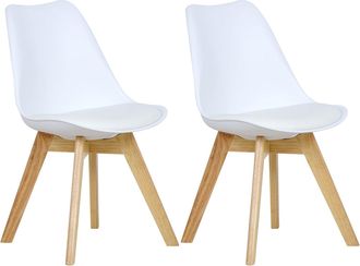 Woltu Woltu 2x Sillas De Comedor Dining Chairs Silla Tower Madera Silla De Escritorio Asiento Acolchado En Cuero Sint&eacute;tico Y Polipropileno Silla De Cocina S