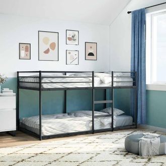 Berkfield Home Breathable Bunk Bed without Mattress Black 90x200 cm Steel