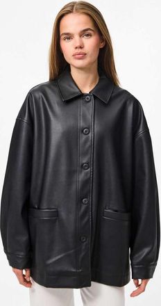 Pieces Giacca in pelle sintetica nera-Nero