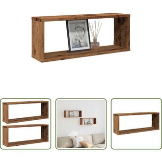 vidaXL Scaffale da parete - Mensole a Cubo Muro 2 pz Legno Antico 60x15x23 cm in Truciolato