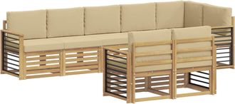 vidaXL Conjunto De Sof&aacute;s De Exterior 8 Uds. Y Beige Poli&eacute;ster Vidaxl