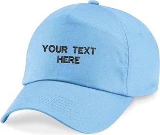 Generic Personalised Embroidered BC010 Baseball Cap Add Your Text, Unisex Workwear Baseball Cap (Sky)