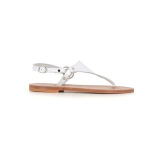 K.Jacques Flat Sandals, female, White, Size: 10 US White Leather Womens Sandals