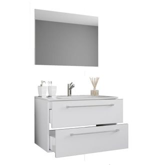 VCM Vcm 3 Pcs Lavabo Lavabo Gabinete Inferior Ancho 80 Cm Juego De Muebles De Ba&ntilde;o Colgando Con Un Espejo Caj&oacute;n Badinos (sonoma Roble)