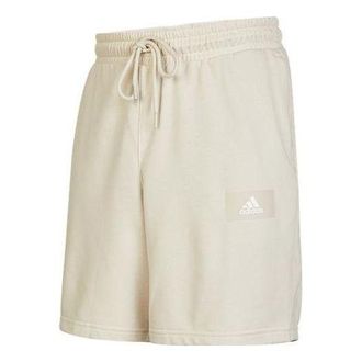 adidas Mens adidas Logo Printing Pattern Lacing Elastic Waistband Straight Shorts Beige HZ7029