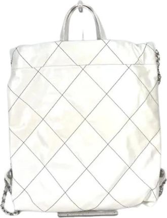 Chanel Pre-owned As 3313 Rugzak - Dames - Vintage Rugzakken - Wit - ONE Size - Leer - Vintage