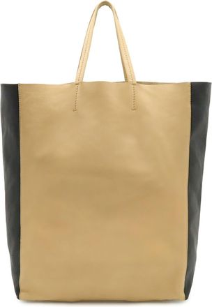 Celine Beige Black Leather Shoulder Bag Tote Bag (Pre-Owned)
