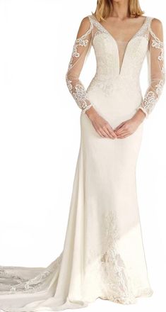 Nox Anabel Long Sleeve Bridal Gown In White