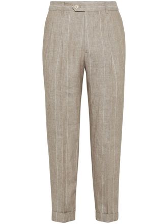 Brunello Cucinelli striped trousers - men - Eco Linen - 52 - Neutrals