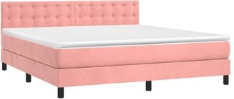 vidaXL Vidaxl - Cama Box Spring Con Colch&oacute;n Terciopelo Rosa 180x200 Cm