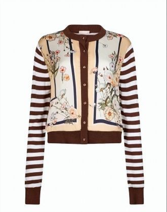 Liu Jo Striped Twill Insert Knitwear Cardigan