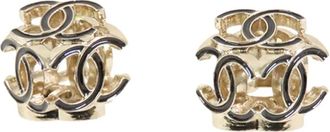 Chanel Orecchini CC Cube Logo placcati oro smaltati con chiusura a pressione 2022