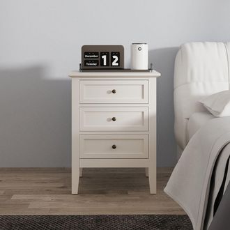 Melody Maison 3 Drawer Bedside Table - Rowley Pale Cream Range