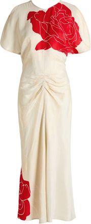 Victoria Beckham Bela Floral-print Satin Midi Dress - Off White - 12 (UK12 / M)