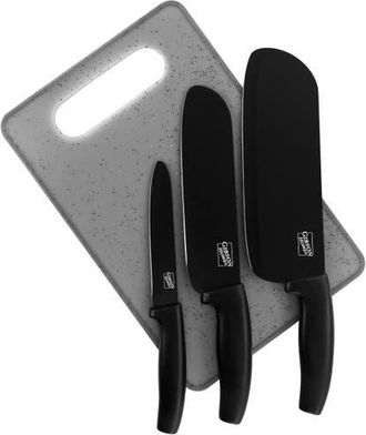 Gibson Home Edge Craft 4 Piece Nonstick Stainless Steel Cutlery Set with Cutting Board in Black at Nordstrom