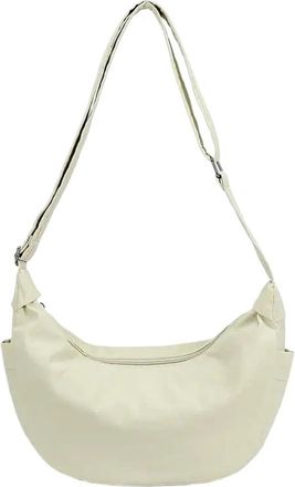 Generic Casual Nylon Dumpling Aped Crossbody Bag Lightweight Single Oulder, Compatible For Women Simple Design Small Cloth(Off-white)