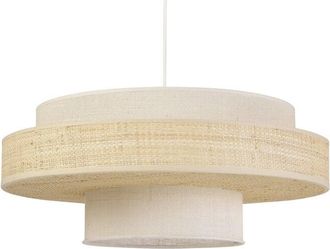 Miliboo L&aacute;mpara Colgante De Yute Blanco Y Rat&aacute;n Natural D50 Waki