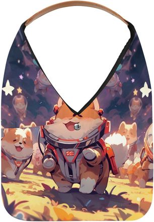 Generic Cute Space Dog Reusable Lightweight Grocery Bags - Foldable Into Compact Pouch, Washable & Sturdy, Multipurpose for Shopping and Travel