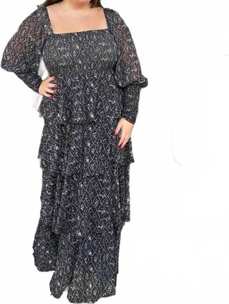 Entro Simple Floral Maxi Dress In Black And White