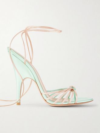 Gianvito Rossi Sandali In Pelle Metallizzata Con Nodo - Blu