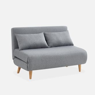 Sweeek Sweeek - Divano Letto A 2 Posti In Tessuto, Gambe In Legno