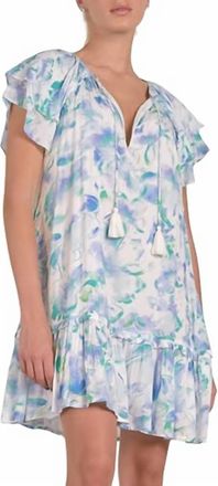 Elan Ruffled V Neck Mini Dress In Allure Print