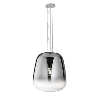 Luce-Ambiente-Design Smoke suspension with Grey Metal Structure and Glass Lampshade